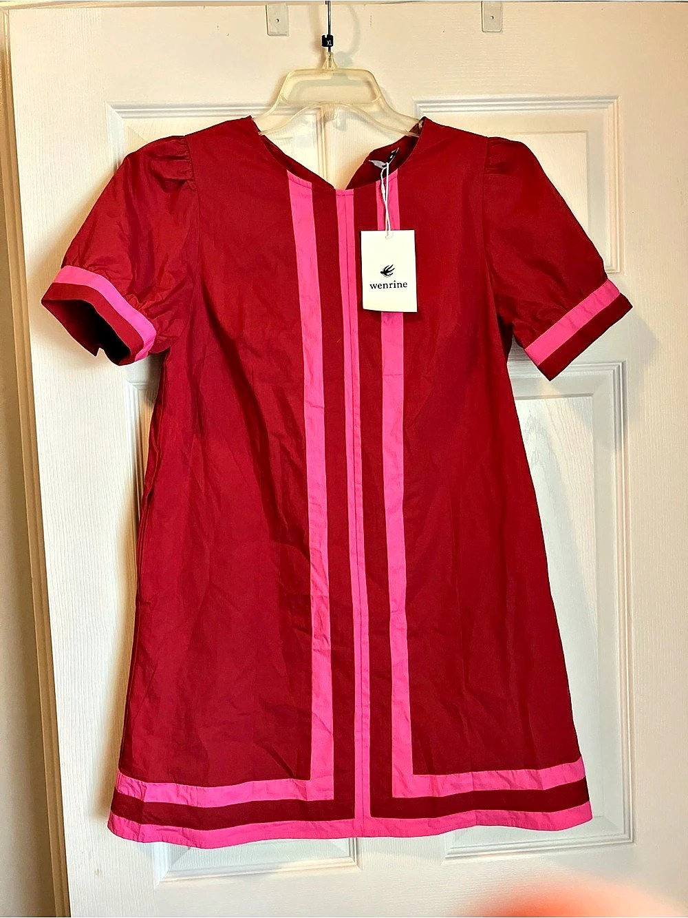 Wenrine Red & Pink Cotton Mini Dress NWT